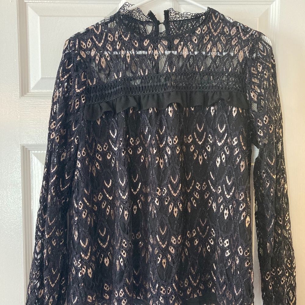 Black and gold lacy top